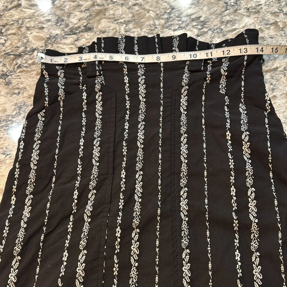 Anthropologie Eva Franco Black White Textured Stripe Pencil Skirt Size 4